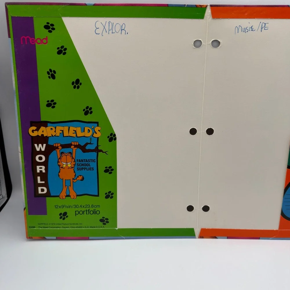 Vintage Mead Garfield Portfolio Folder Hearts Balloons 2 Pocket 3 Ring Binder